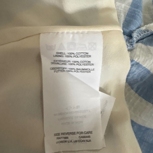 J.Crew Faux Wrap Dress Blue Stripe Cotton Ruffle Hem Party Nautical Preppy Wmn M - Picture 6 of 10